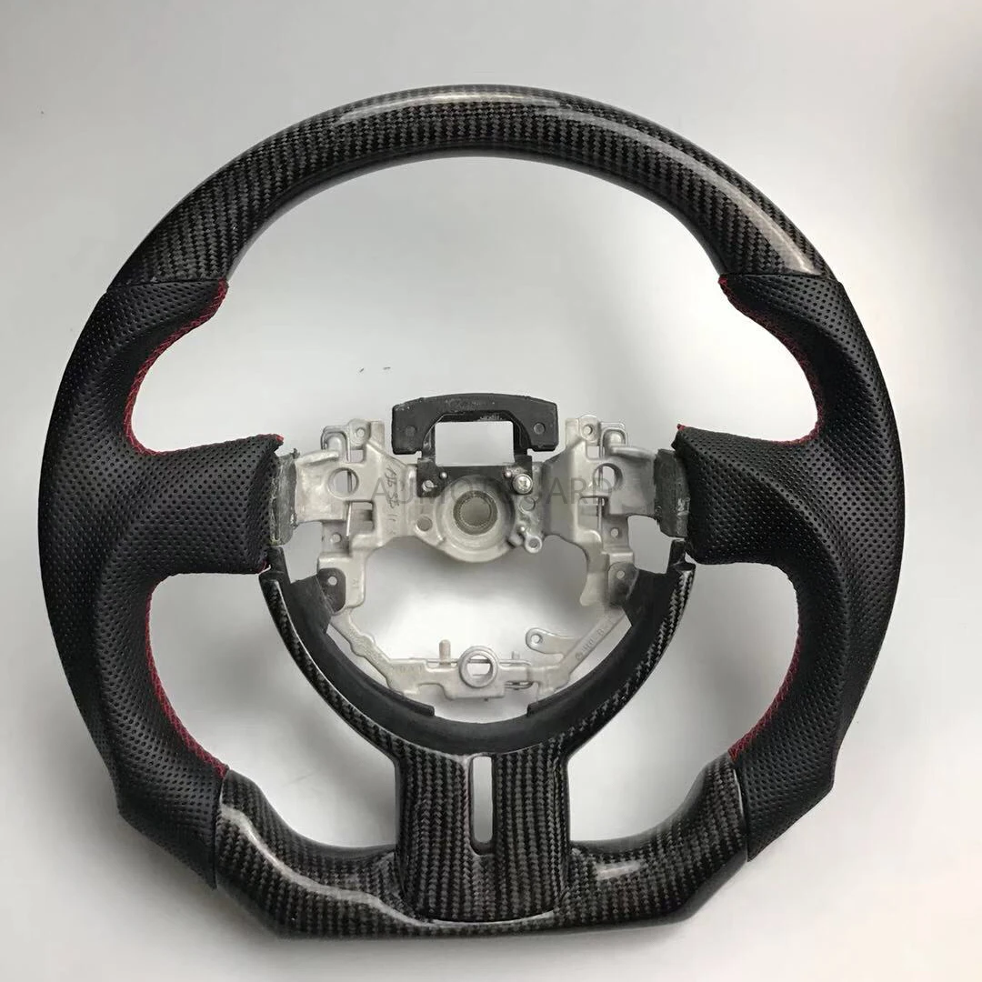 

Racing Cuatomized Gloss Carbon Fiber Sports Steering Wheel Perforated Leather Compatible for SUBARU BRZ Toyota 86 2013 2014