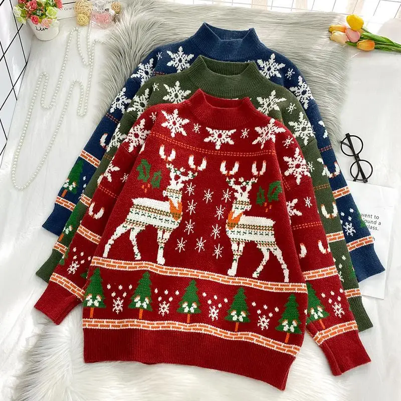 Женские свитера осень зима размера плюс Рождество вязаный свитер женский 2020