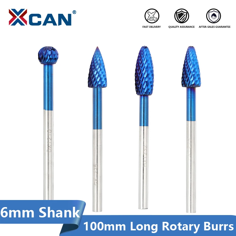 XCAN Metal File Double Cut Tungsten Carbide Rotary Burrs 6mm Shank Nano Blue Coated Rotary File 100mm Long File for Metal
XCAN Metal File Double Cut Tungsten Carbide Rotary Burrs 6mm Shank Nano Blue Coated Rotary File 100mm Long File for Metal