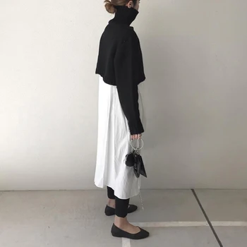 Autumn Two Piece Sets Short High Neck Knitted Sweater Tops and Solid White Long Dress Korean Elegant Women Sets Causal Suits
Autumn Two Piece Sets Short High Neck Knitted Sweater Tops and Solid White Long Dress Korean Elegant Women Sets Causal Suits