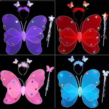 3pcs/set Girls Led Flashing Light Fairy Butterfly Wings Headband Wand Costume Gift Photography Props
3pcs/set Girls Led Flashing Light Fairy Butterfly Wings Headband Wand Costume Gift Photography Props