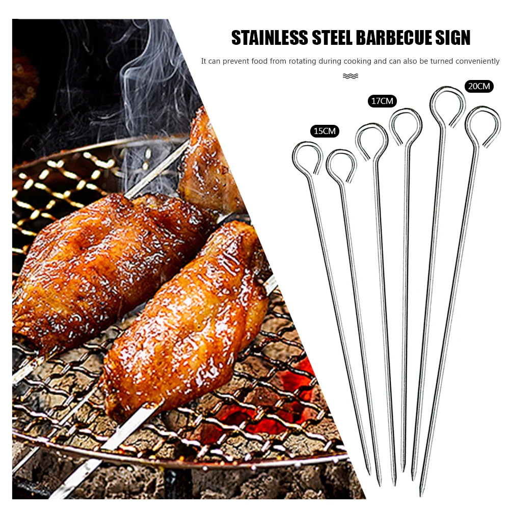 Yard, Garden  Outdoor Living 15*Stainless Steel Barbecue Metal Skewers  Needle BBQ Grill Kebab Stick Reusable Home  Garden strong.rs