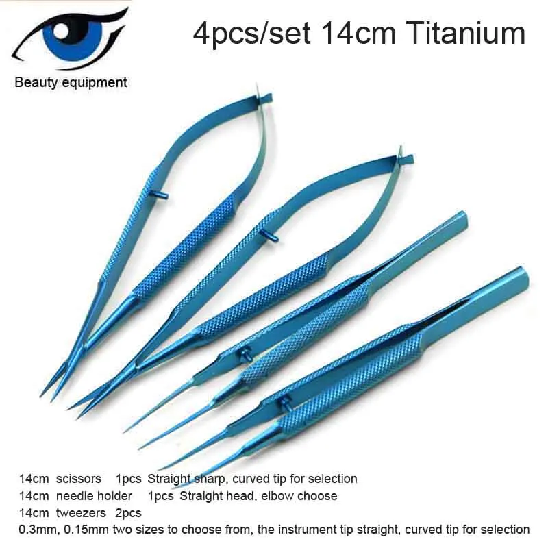4pcs/set 14cm Titanium microsurgical instruments microsurgery instruments Kit scissors needle holder forceps
4pcs/set 14cm Titanium microsurgical instruments microsurgery instruments Kit scissors needle holder forceps