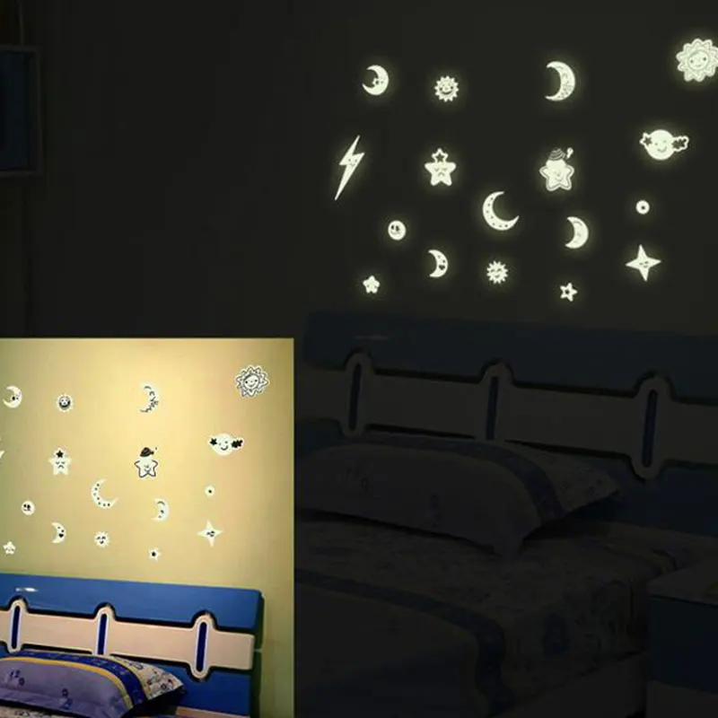 Светящиеся дневные стикеры в виде кота флуоресцентная сказочная луна звезды
