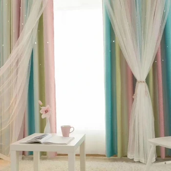 Double Layer Multicolor Curtain Shade Cut Out Stars Panel Gauze Valance Window Tulle Screening Curtains For Bedroom Living Room
Double Layer Multicolor Curtain Shade Cut Out Stars Panel Gauze Valance Window Tulle Screening Curtains For Bedroom Living Room
