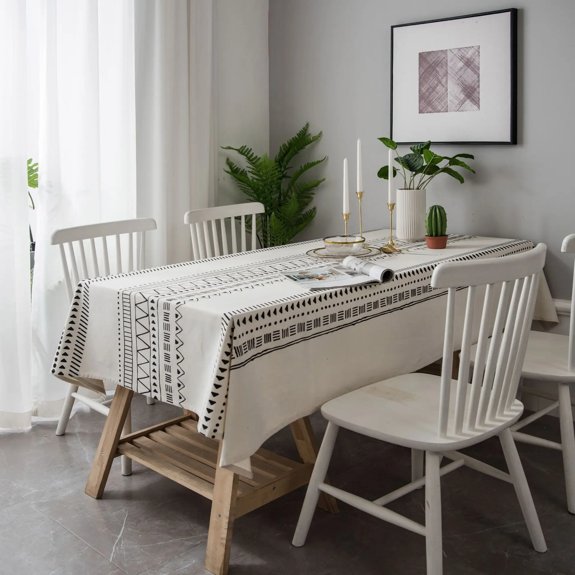 Bohemia Handmade Table Cloth Linen Rectangular Quare Furniture Cover Black White Printing Home Hotel Banquet Decoration
Bohemia Handmade Table Cloth Linen Rectangular Quare Furniture Cover Black White Printing Home Hotel Banquet Decoration