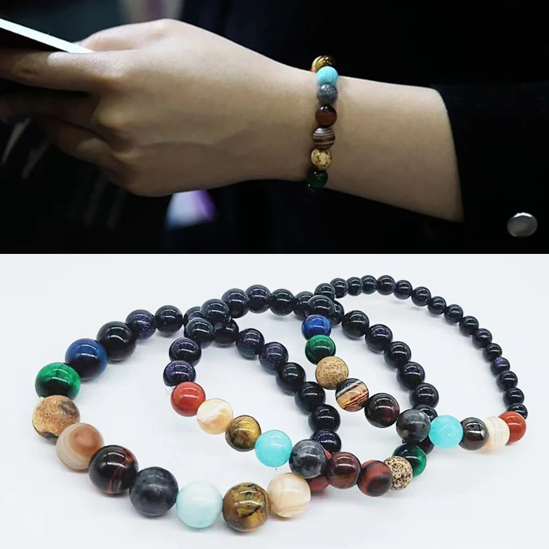 Men Natural Stone Eight Planets Bead High Quality Bracelets Beautiful 1PC Universe Elastic Yoga Chakra Solar Bracelet
Men Natural Stone Eight Planets Bead High Quality Bracelets Beautiful 1PC Universe Elastic Yoga Chakra Solar Bracelet