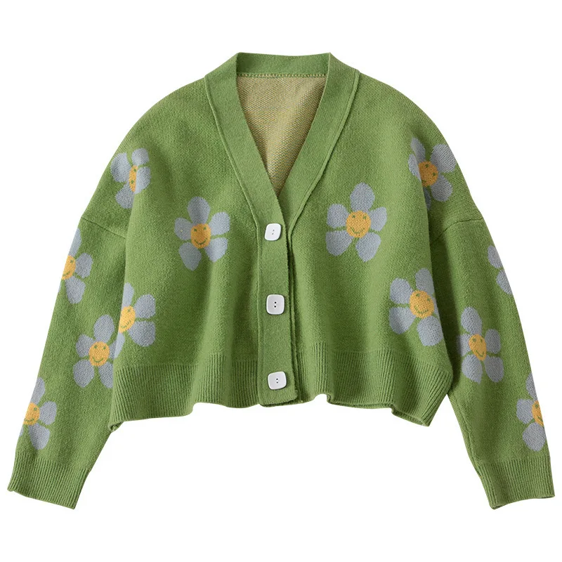 Preppy Style Flower Knit Cardigans Sweater Women V Neck Loose elegaht Thicked Pull Femme Print Short Casual Coat
Preppy Style Flower Knit Cardigans Sweater Women V Neck Loose elegaht Thicked Pull Femme Print Short Casual Coat