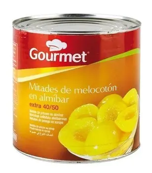 Pêches au Sirop 40/50 pièces boîte 1,460 kg Format 3/1 
Pêches au Sirop 40/50 pièces boîte 1,460 kg Format 3/1