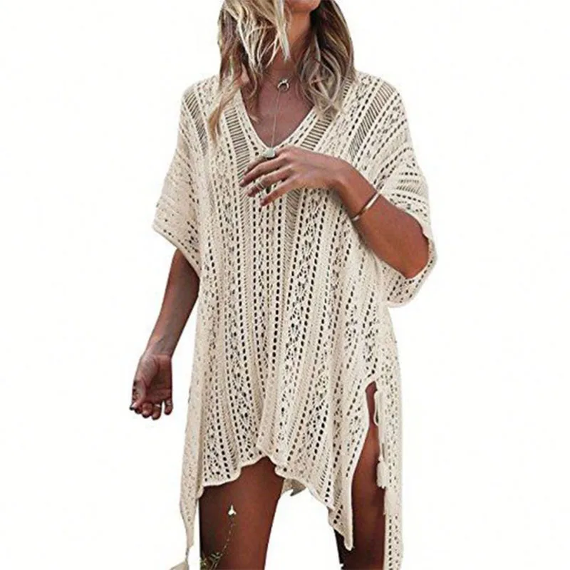 2020 New Summer V-Neck Crochet Multicolor Knit Beach Cover Irregular Tunic Long Pareos Bikini Swimsuit Wear women Beach dress
2020 New Summer V-Neck Crochet Multicolor Knit Beach Cover Irregular Tunic Long Pareos Bikini Swimsuit Wear women Beach dress