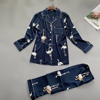 Women Pajama Summer Sleepwear Women Long Sleeve Paper Crane Printed Nightwear Satin Top Pants Sets Casual Daily Occasion 8.20
Women Pajama Summer Sleepwear Women Long Sleeve Paper Crane Printed Nightwear Satin Top Pants Sets Casual Daily Occasion 8.20