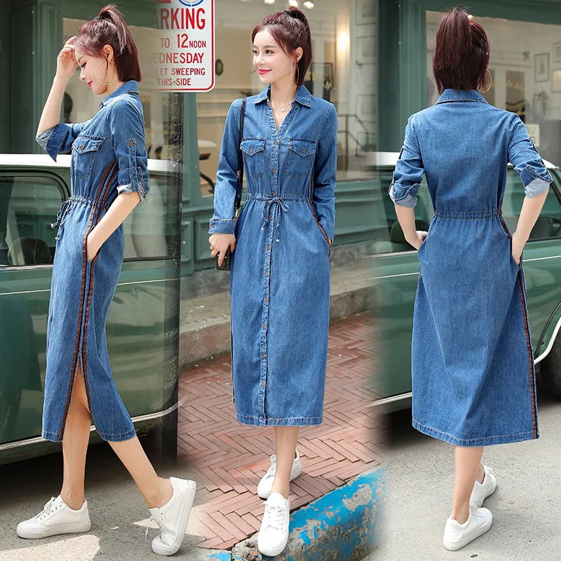 2019 Autumn And Winter New Style WOMEN'S Dress Korean-style Elegant over-the-Knee Long Skirts Fashion Denim Skirt Long Sleeve La
2019 Autumn And Winter New Style WOMEN'S Dress Korean-style Elegant over-the-Knee Long Skirts Fashion Denim Skirt Long Sleeve La