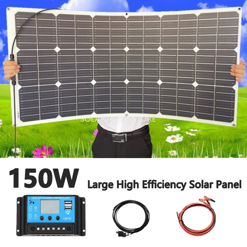 150W 18V Flexible Solar Panel High Efficiency PERC Cell Portable Mono for 12V Solar Battery Charger Car Yacht Battery Boat RV
150W 18V Flexible Solar Panel High Efficiency PERC Cell Portable Mono for 12V Solar Battery Charger Car Yacht Battery Boat RV