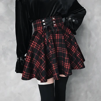 Gothic Lolita Skirt Women Autumn Winter High Waisted Lace-up Short Plaid Wool Skirts Mini tutu femme
Gothic Lolita Skirt Women Autumn Winter High Waisted Lace-up Short Plaid Wool Skirts Mini tutu femme
