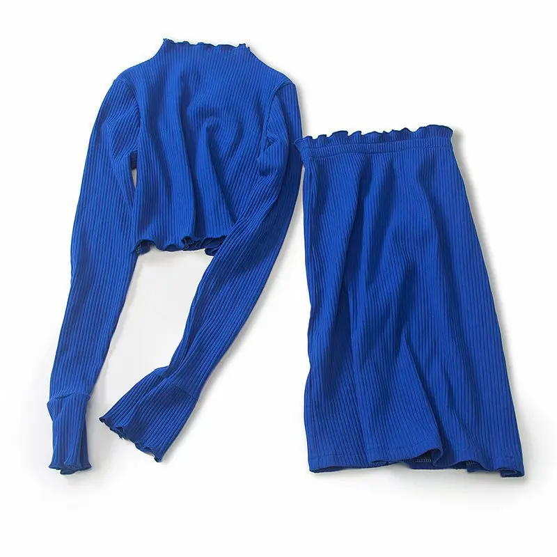 Europe And America Retro New Style Frilled Trumpet Long Sleeve Short T-shirt Sheath Slim Fit Skirt Thread Set
Europe And America Retro New Style Frilled Trumpet Long Sleeve Short T-shirt Sheath Slim Fit Skirt Thread Set