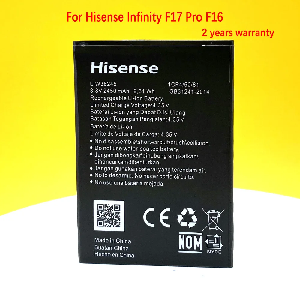 100% Оригинальный аккумулятор LIW38245 2450 мАч для Hisense Infinity F17 Pro F16 мобильный телефон