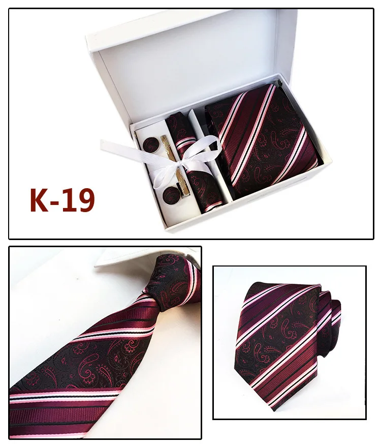 Striped Dot Neck Tie Set Gifts Box Ties Pocket Square Clip Cufflink For Men Corbatas Para Hombre Cravate Pour Homme Bow Tie
Striped Dot Neck Tie Set Gifts Box Ties Pocket Square Clip Cufflink For Men Corbatas Para Hombre Cravate Pour Homme Bow Tie