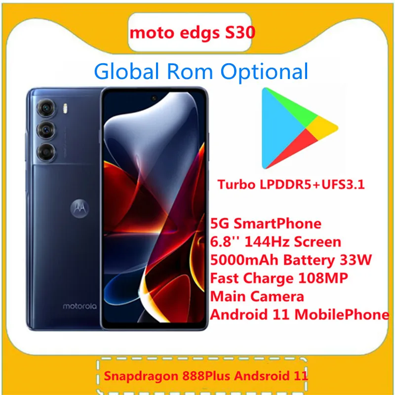 Телефон Motorola MOTO Edge S30 телефон с глобальной прошивкой экран 6 8 дюйма 144 Гц
