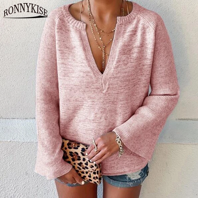 RONNKISE Sexy V-Neck Sweaters Women's Fashion Long sleeve Core-spun Soft and Comfortable Fabric Tops Autumn Winter Warm Clothes
RONNKISE Sexy V-Neck Sweaters Women's Fashion Long sleeve Core-spun Soft and Comfortable Fabric Tops Autumn Winter Warm Clothes