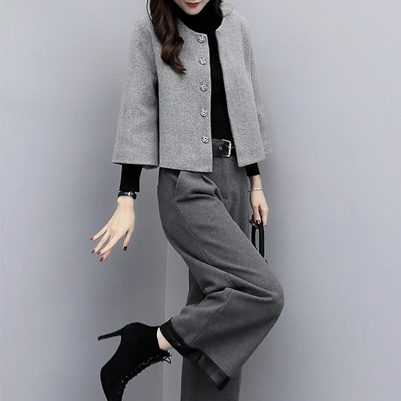 Two piece set top and pants new winter wool two-piece long-sleeved jacket with wide-leg pants 2 piece fashion suit female
Two piece set top and pants new winter wool two-piece long-sleeved jacket with wide-leg pants 2 piece fashion suit female