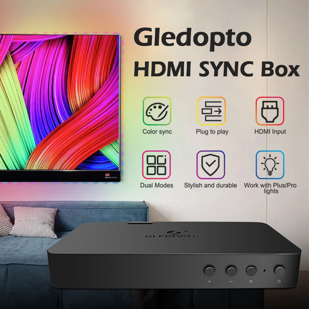 RGB TV Background Strip Light HDMI SYNC Box Kit Color Change Dimmable TV Backlight Sync Lighting with Screen Movies and Games
RGB TV Background Strip Light HDMI SYNC Box Kit Color Change Dimmable TV Backlight Sync Lighting with Screen Movies and Games