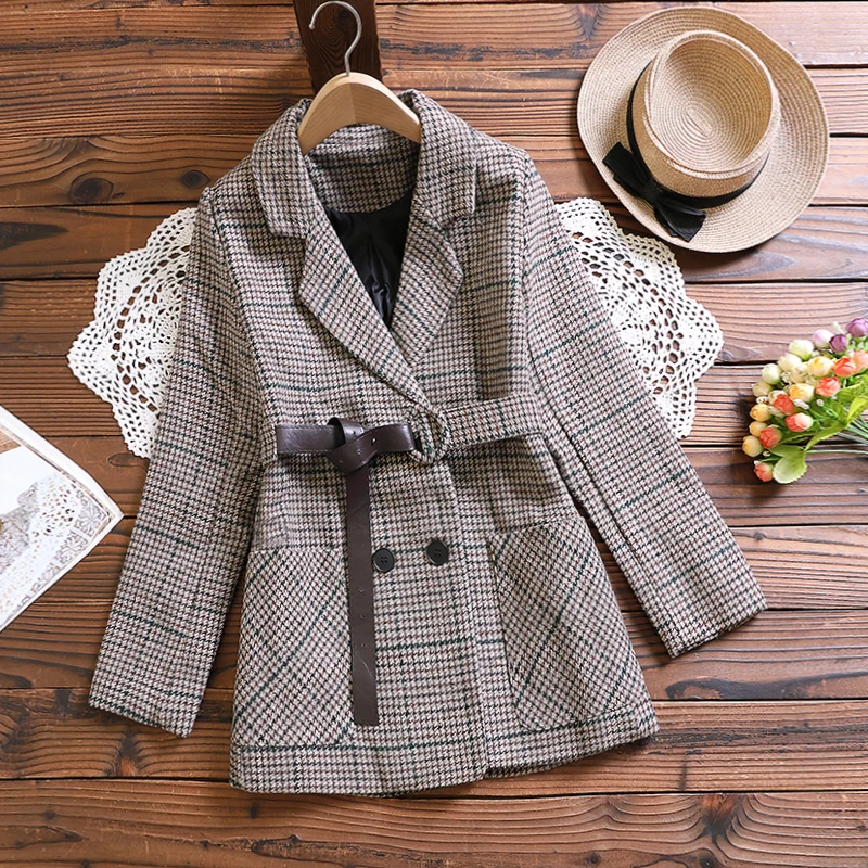 Плотные шикарные блейзеры Женская винтажная куртка Осень-зима новый ремень на