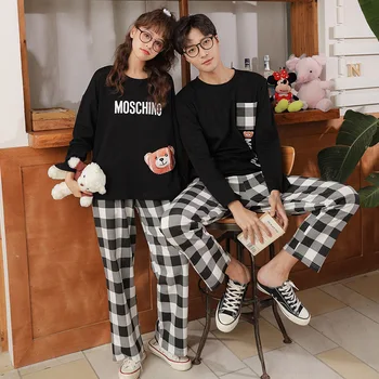 Spring and Autumn Long Sleeve Couple Pajamas Male Ladies Cotton Homewear Set
Spring and Autumn Long Sleeve Couple Pajamas Male Ladies Cotton Homewear Set