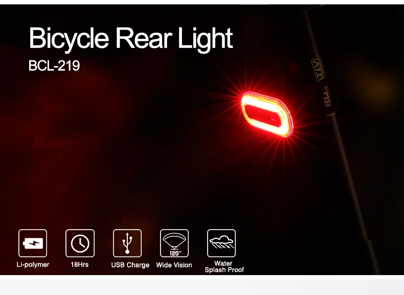 Deemount Cycle Tail Light Bike Rear Lamp USB Charge Warning Safety Lantern Oval-shaped 30 LED chips COB Up to 18hrs Runtime