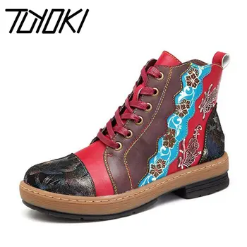 Tuyoki New Splicing Genuine Leather Boots Women Zipper Casual Flats Shoes Vintage Winter Ankle Boots Botas Mujer Size 36-42 
Tuyoki New Splicing Genuine Leather Boots Women Zipper Casual Flats Shoes Vintage Winter Ankle Boots Botas Mujer Size 36-42