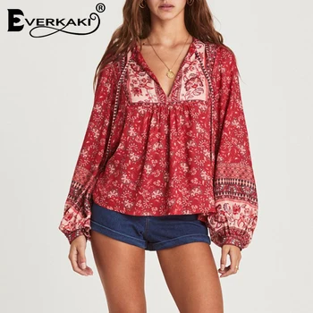 Everkaki Blouses Tops Women Boho Floral Print Autumn Neck Tied Elegant Ladies Casual Gypsy Top Blouses Shirts Female 2020 New
Everkaki Blouses Tops Women Boho Floral Print Autumn Neck Tied Elegant Ladies Casual Gypsy Top Blouses Shirts Female 2020 New