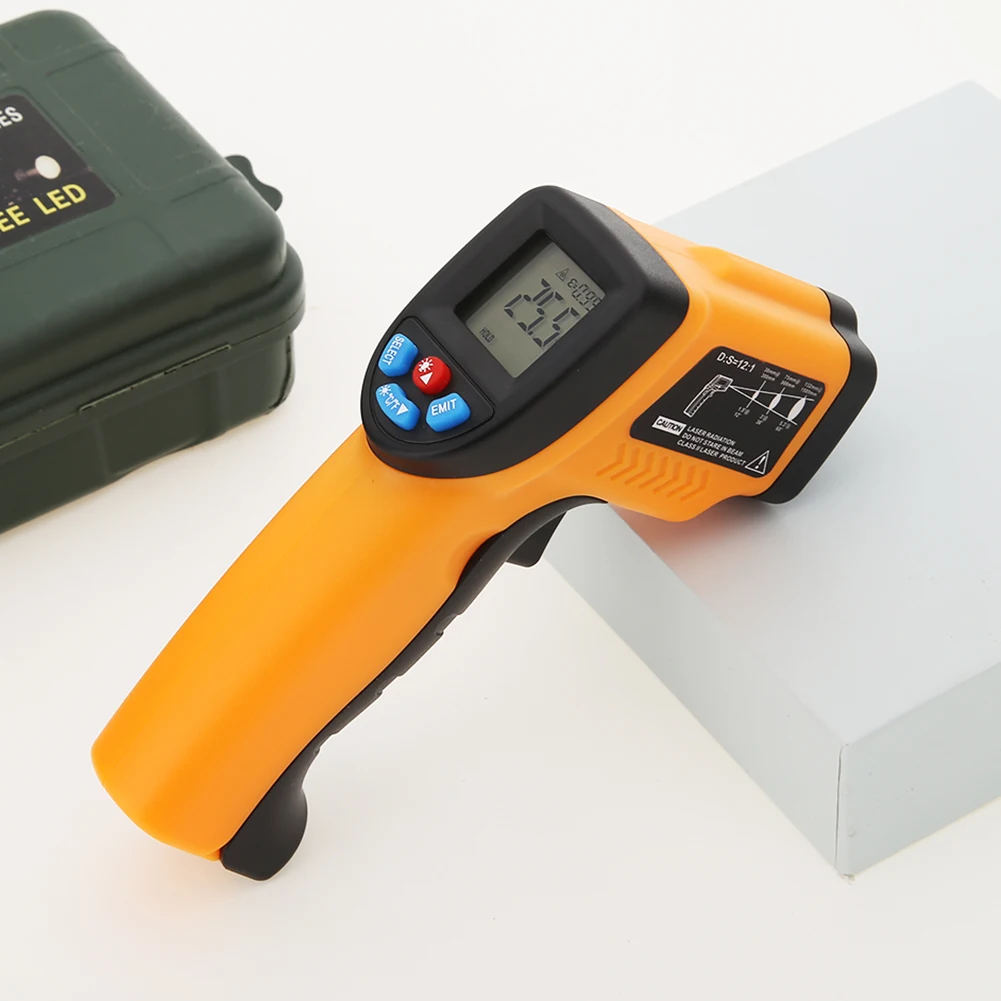 GM550 Digital Laser Infrared Thermometer Temperature Meter LCD Display Electronic Handheld Indicator Gun Sensor Pyrometer
GM550 Digital Laser Infrared Thermometer Temperature Meter LCD Display Electronic Handheld Indicator Gun Sensor Pyrometer