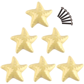 6pcs 4.8*4.8*3.2cm Ceramic Cabinet Pulls Starfish Shaped Handle Creative Doorknob For Cabinet Drawer Wardrobe Door - Yellow Pink 
6pcs 4.8*4.8*3.2cm Ceramic Cabinet Pulls Starfish Shaped Handle Creative Doorknob For Cabinet Drawer Wardrobe Door - Yellow Pink