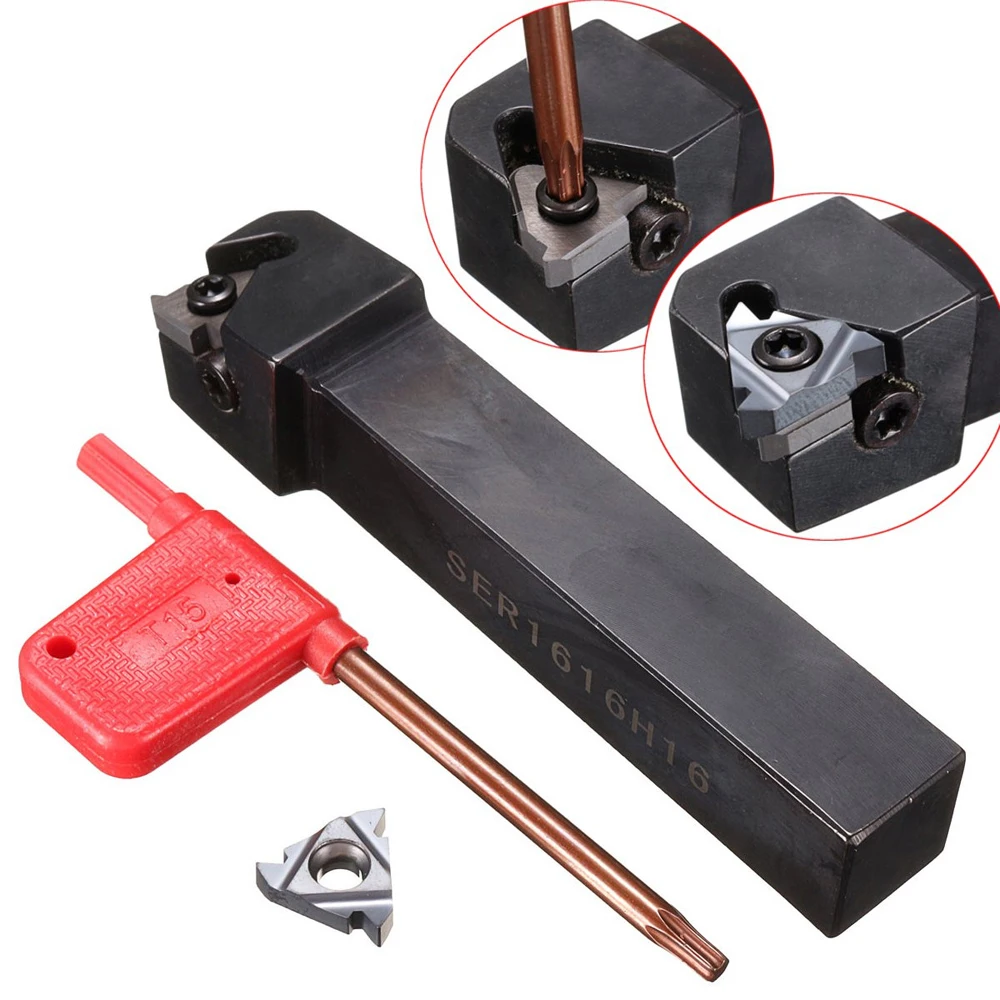 SER1616H16 Holder Lathe Turning Tool Threading Tool + 16ER AG60 Blade Insert + Wrench Rod Industrial Lathe Tools
SER1616H16 Holder Lathe Turning Tool Threading Tool + 16ER AG60 Blade Insert + Wrench Rod Industrial Lathe Tools