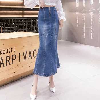 Korea Retro Pockets Denim Skirts Ladies Summer High Waist Jeans Skirts Women Casual Elegant Slim Mermaid Skirts
Korea Retro Pockets Denim Skirts Ladies Summer High Waist Jeans Skirts Women Casual Elegant Slim Mermaid Skirts
