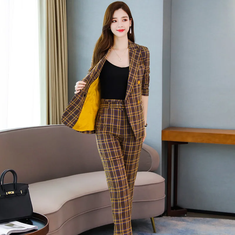 Women's suit 2019 autumn new casual fashion temperament lattice double-breasted suit suit women's pants two-piece suit
Women's suit 2019 autumn new casual fashion temperament lattice double-breasted suit suit women's pants two-piece suit