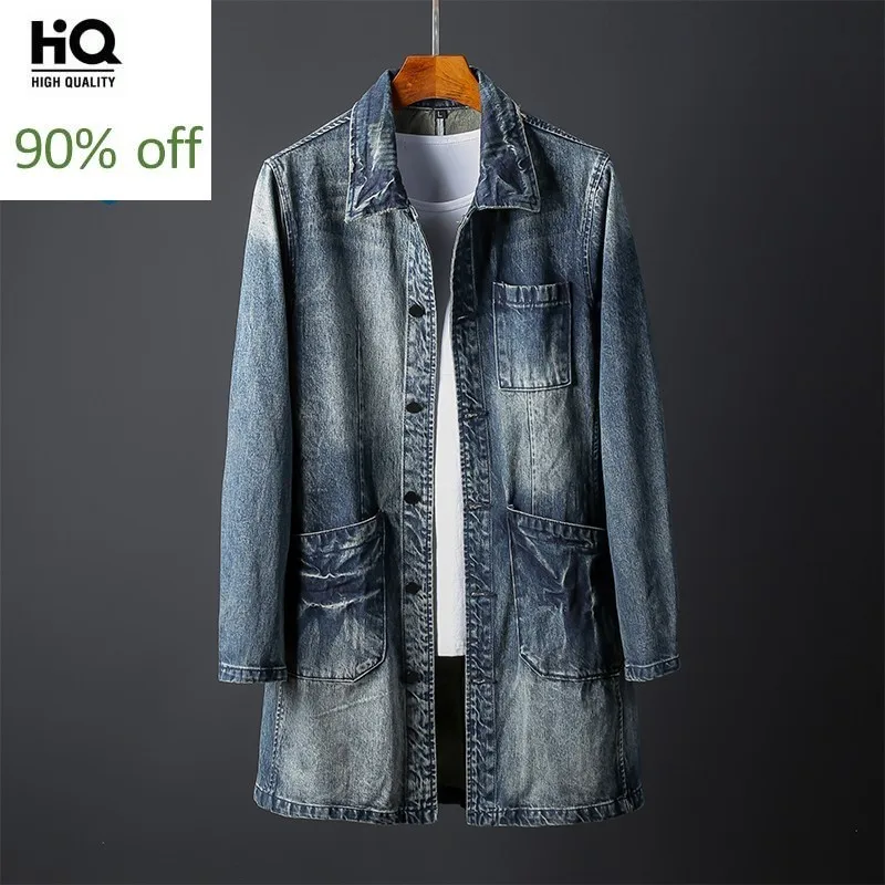 New Brand Autumn Mens Medium Length Denim Jackets Long Sleeve Single Breasted Pockets Plus Size Trench Coats Chaqueta Hombre
New Brand Autumn Mens Medium Length Denim Jackets Long Sleeve Single Breasted Pockets Plus Size Trench Coats Chaqueta Hombre