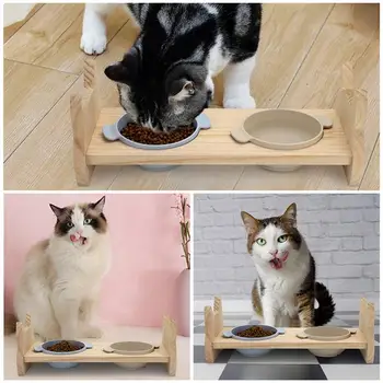 Non-Slip Double Cat Food Bowl Dog Drinking Bowl With With Spine Protection Wooden Base Pet Feeding Device Cat Dog Accessories
Non-Slip Double Cat Food Bowl Dog Drinking Bowl With With Spine Protection Wooden Base Pet Feeding Device Cat Dog Accessories