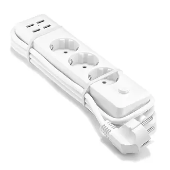 EU Power Strip Surge Protector 3 EU AC Outlet Socket 4 USB Ports Wall Charger Adapter 1.8m Cable Power Strip Travel Adapter
EU Power Strip Surge Protector 3 EU AC Outlet Socket 4 USB Ports Wall Charger Adapter 1.8m Cable Power Strip Travel Adapter