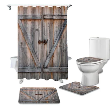 Rustic Old Wooden Door Shower Curtains Set Bathroom Waterproof Shower Curtain Bathroom Set with Shower Curtain and Rugs
Rustic Old Wooden Door Shower Curtains Set Bathroom Waterproof Shower Curtain Bathroom Set with Shower Curtain and Rugs