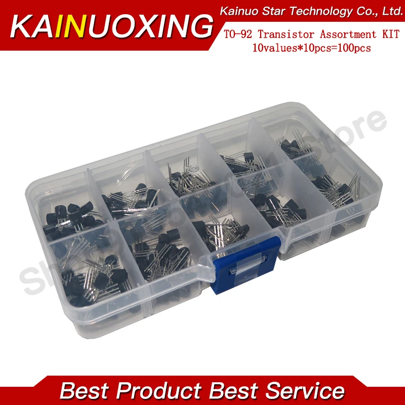 10value 200PCS BC337 BC327 2N2222 2N2907 2N3904 2N3906 S8050 S8550 A1015 C1815 Transistor Assortment Kit Transistors Box Pack |