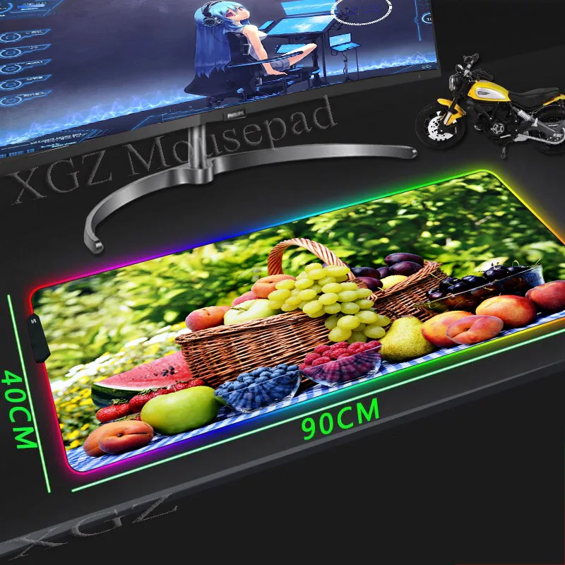 Большой RGB коврик для мыши XGZ с изысканными фруктами персонализированный