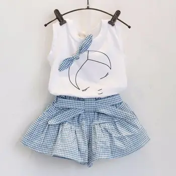 TELOTUNY Children's clothing Kids Girls Cute Bowknot Girl Pattern Sleeveless T-Shirt Tops+Plaid Shorts Clothing 2Pcs Set Jun20 
TELOTUNY Children's clothing Kids Girls Cute Bowknot Girl Pattern Sleeveless T-Shirt Tops+Plaid Shorts Clothing 2Pcs Set Jun20