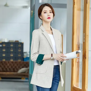 Women's jacket 2019 autumn new casual fashion temperament Slim wild color single button small suit women's shirt 
Women's jacket 2019 autumn new casual fashion temperament Slim wild color single button small suit women's shirt