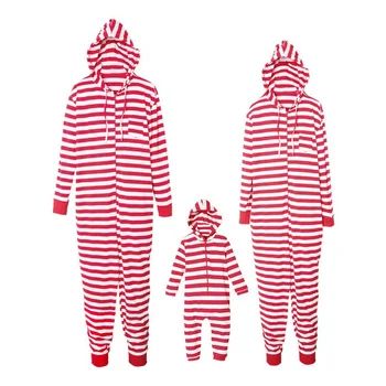 

Christmas Family Pajamas Striped Onesies Hoodies Sleepwear Father Mother & Kids Matching Outfits Look Christmas Pajamas Clothes