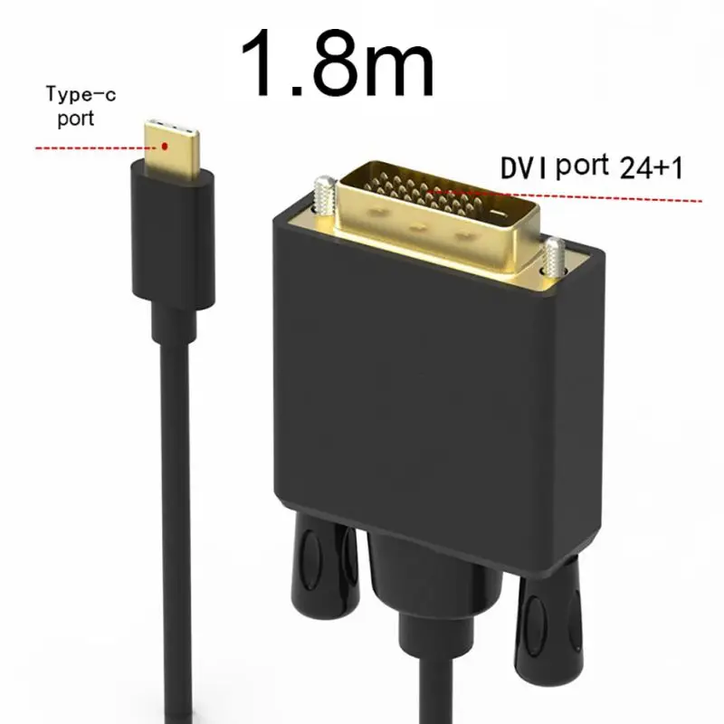 Hot 1080P Type-C to DVI Cable Adapter USB C to DVI Converter Type C to DVI D 24+1 Video 1080P 10Gbps 1.8M Length Black
Hot 1080P Type-C to DVI Cable Adapter USB C to DVI Converter Type C to DVI D 24+1 Video 1080P 10Gbps 1.8M Length Black