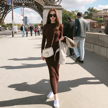 Women dress Knitting Slim Upset Collect Waist Render Pullovers Super Long Sweater Knee-high Dresses Brown Wine Red Black 8610
Women dress Knitting Slim Upset Collect Waist Render Pullovers Super Long Sweater Knee-high Dresses Brown Wine Red Black 8610