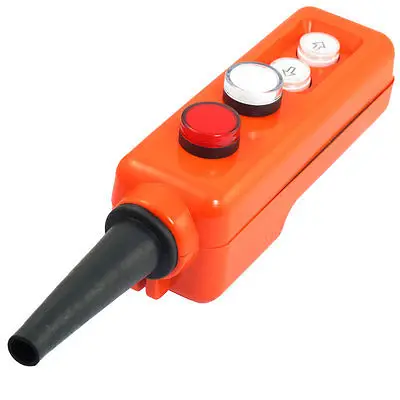 Red White LED Lamp Up-Down Hoist Hand Operate Pushbutton Switch AC 220V