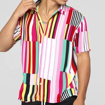 Explosive shirt! Men Short Sleeve Multicolor Irregular Stripe Button-down Shirts Men Blouse Are you sure not to buy Purchasing
Explosive shirt! Men Short Sleeve Multicolor Irregular Stripe Button-down Shirts Men Blouse Are you sure not to buy Purchasing