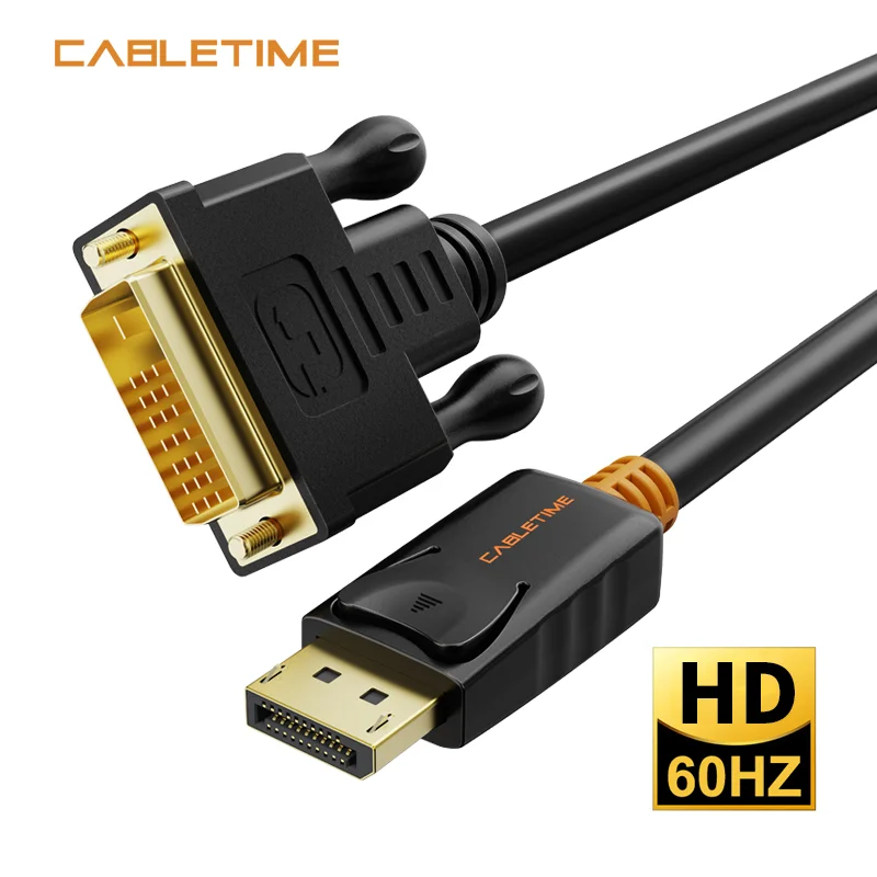 Кабель Cabletime с портом дисплея на DVI штекер порт DP Соединительный адаптер 1080P 3D для