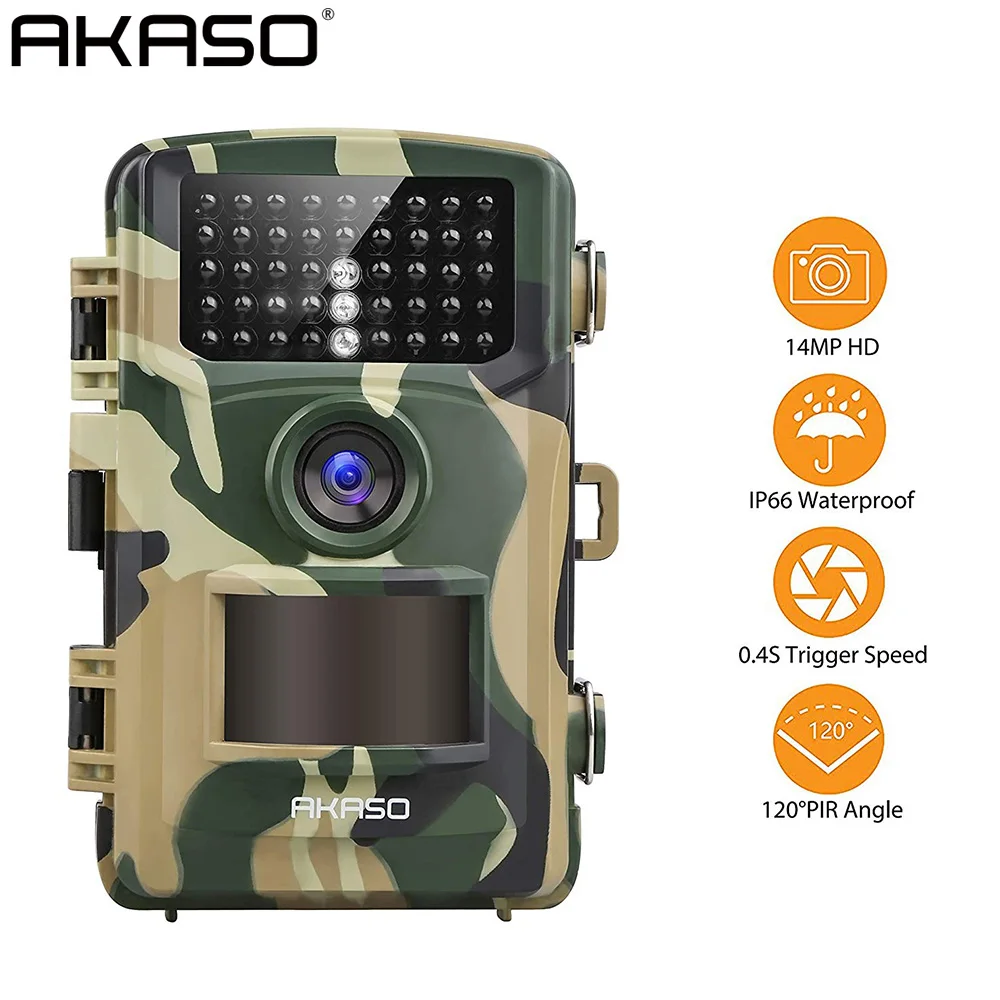 AKASO Trail Game Camera 14MP 1080P Night Vision Wildlife Hunting Scouting Cam IP66 Waterproof 120° Angle Wild Camera Action Cam
AKASO Trail Game Camera 14MP 1080P Night Vision Wildlife Hunting Scouting Cam IP66 Waterproof 120° Angle Wild Camera Action Cam